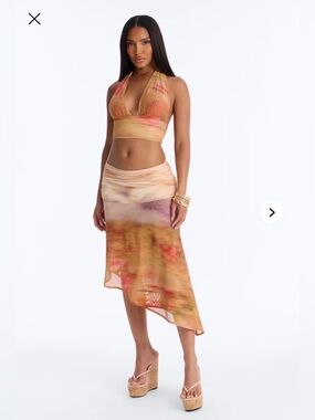 Fashion Nova Mesh Halter/Skirt set - Size Small